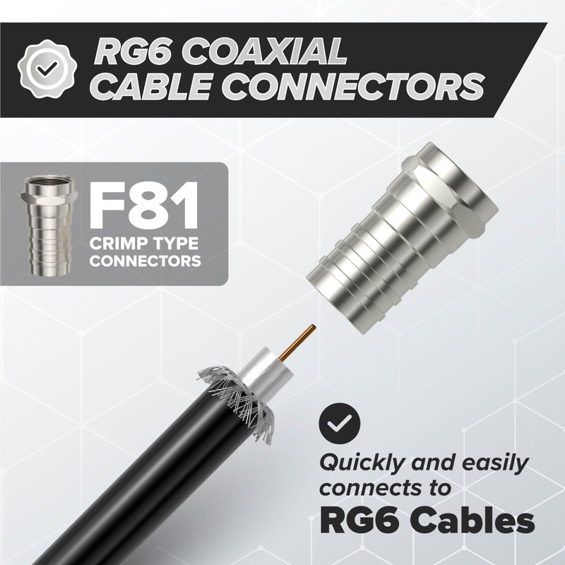 THE CIMPLE CO Coaxial Crimp Type Fitting/Connector - for RG6 Coax Cable - for Easy Installation (50 Pack) - Image 3